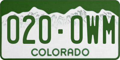 CO license plate 020OWM