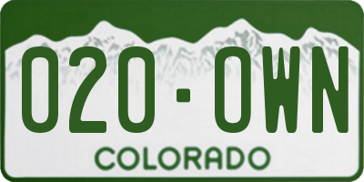 CO license plate 020OWN