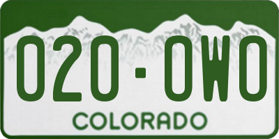 CO license plate 020OWO