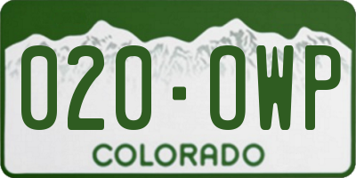 CO license plate 020OWP