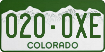 CO license plate 020OXE