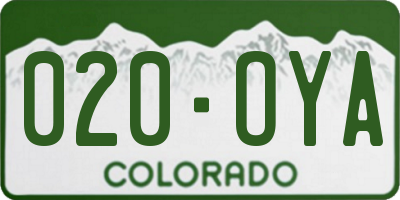 CO license plate 020OYA