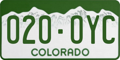 CO license plate 020OYC