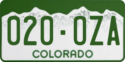 CO license plate 020OZA