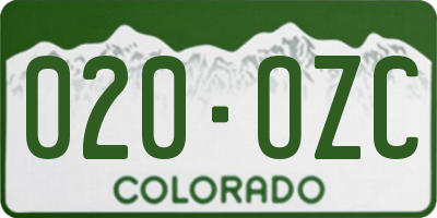 CO license plate 020OZC