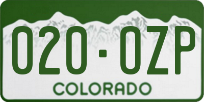 CO license plate 020OZP