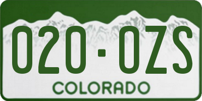 CO license plate 020OZS
