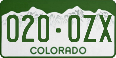 CO license plate 020OZX