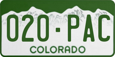 CO license plate 020PAC