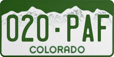 CO license plate 020PAF