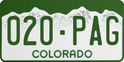 CO license plate 020PAG