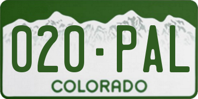 CO license plate 020PAL