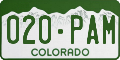 CO license plate 020PAM
