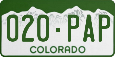 CO license plate 020PAP