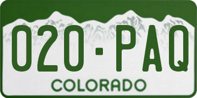 CO license plate 020PAQ