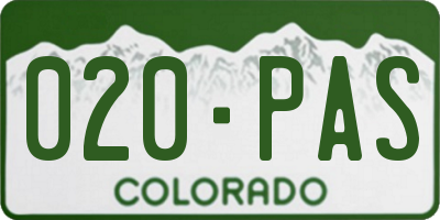 CO license plate 020PAS