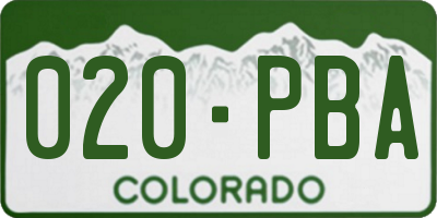 CO license plate 020PBA
