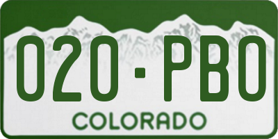 CO license plate 020PBO