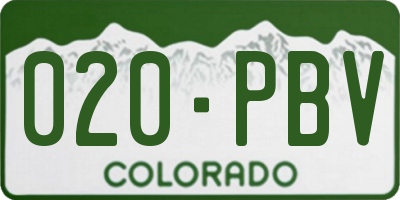 CO license plate 020PBV