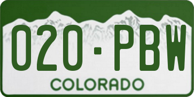CO license plate 020PBW