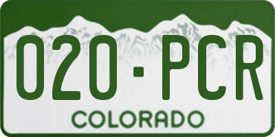 CO license plate 020PCR