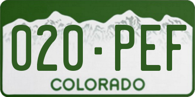 CO license plate 020PEF