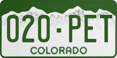 CO license plate 020PET