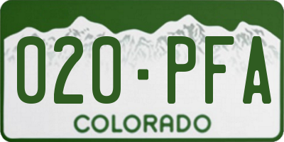 CO license plate 020PFA