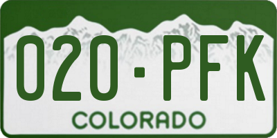 CO license plate 020PFK