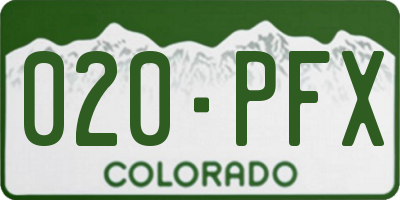CO license plate 020PFX