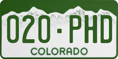 CO license plate 020PHD