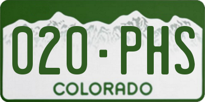CO license plate 020PHS