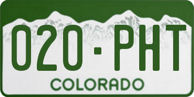 CO license plate 020PHT