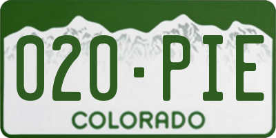 CO license plate 020PIE