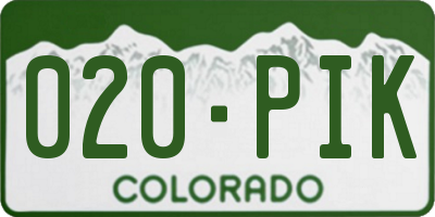 CO license plate 020PIK