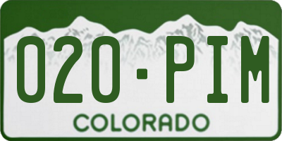 CO license plate 020PIM