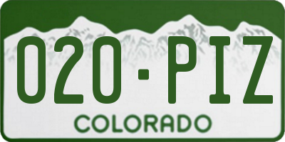 CO license plate 020PIZ