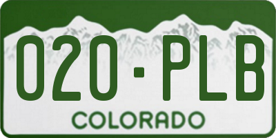 CO license plate 020PLB