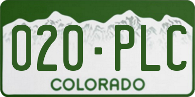 CO license plate 020PLC