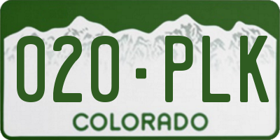 CO license plate 020PLK