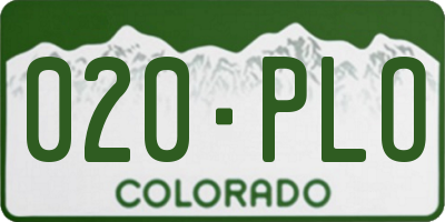 CO license plate 020PLO