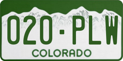 CO license plate 020PLW