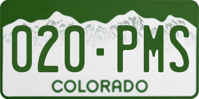 CO license plate 020PMS