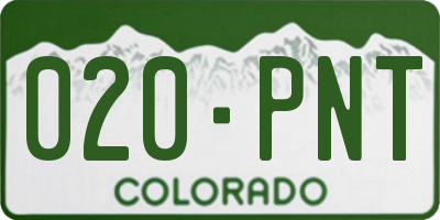 CO license plate 020PNT
