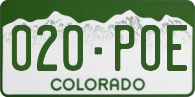 CO license plate 020POE