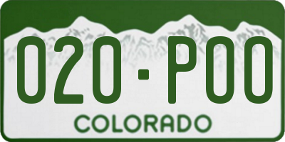 CO license plate 020POO