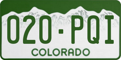 CO license plate 020PQI
