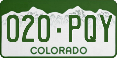 CO license plate 020PQY
