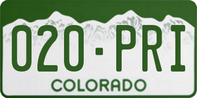 CO license plate 020PRI