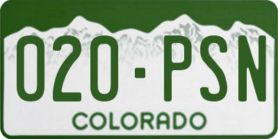 CO license plate 020PSN